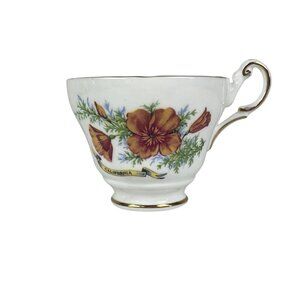 Vintage Regency Bone China Cup California Poppy Scalloped Edges England